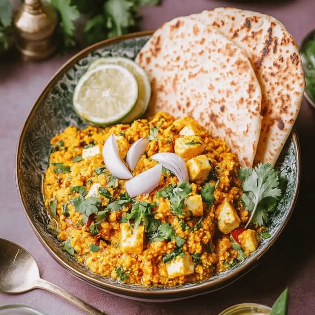 Paneer bhurji with naan.