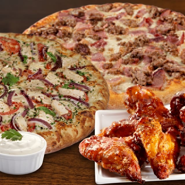 Pizzas and Wings.