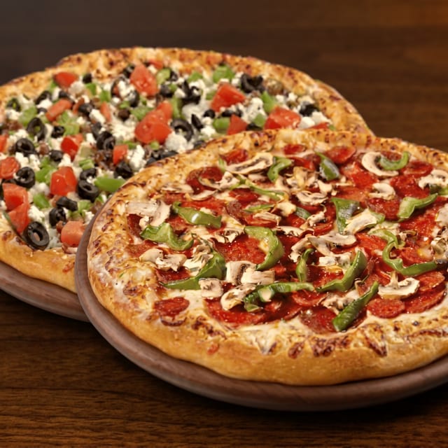 Two Medium Pizzas.
