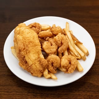 Shrimp, Fish, Side and Drink
